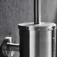 Porte-brosse de toilette mural en acier inoxydable 304 de haute qualité, finition nickel brossé, design moderne, ensemble complet de brosses de toilette