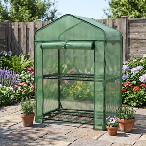 Serre de balcon moderne à 2 niveaux, facilement assemblable, grand espace de culture intérieur pour plantes, avec structure en PVC, PE et métal, résistante aux intempéries - Product Image 3