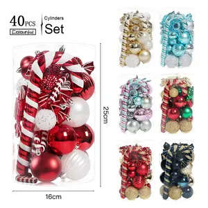 2025, superventas, 40 Uds., paquete cilíndrico de bolas de Navidad hechas a mano con formas surtidas para el hogar, árbol de Navidad y eventos festivos - Product Image 2