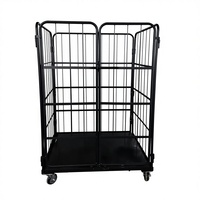 Conteneur à roulettes industriel personnalisable, chariot de stockage en acier pliable à quatre roues, chariot de transport facile pour la logistique d'entrepôt