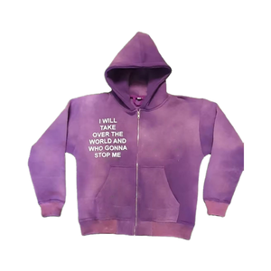 Sweat à capuche thermique avec patch de broderie vieilli vintage personnalisé Sweat zippé XS pour hommes Manches longues Hiver Polaire Couleur unie - Product Image 1