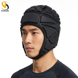 Protège-tête de rugby rembourré en cuir, casque de sport à absorption des chocs, équipement de protection élégant pour enfants, protège-tête de rugby réglable - Product Image 3