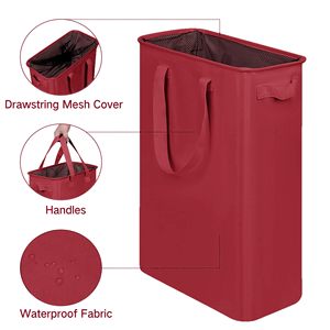 Cesto de Ropa Sucia Plegable Estrecho y Alto con Asas para Baño, Dormitorio, Residencia Universitaria - Product Image 4