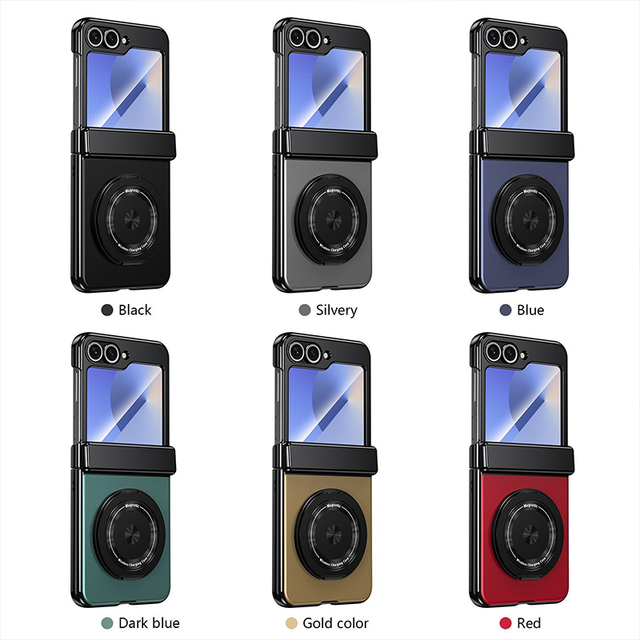 For Z Flip 6/7 Magnetic Rotating Stand Phone Case with Wireless Charge PC Material 360 Protection