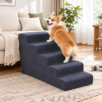 Rampe pour animaux de compagnie antidérapante à 5 marches pour petits chiens et chats avec housse en tissu amovible pliable, meubles pour la maison OEM