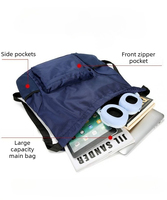 Sac à dos Oxford imperméable OEM avec poche zippée, sac à dos de sport personnalisé pour la promotion, sac à cordon pour l'extérieur