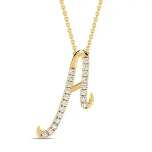 Gemnel initials in round brilliant diamonds delicate gold chain alphabet letter pendant necklace