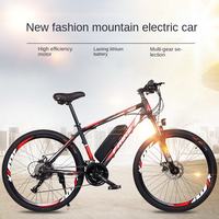 Vélo électrique tout-terrain (VTT) adulte 26 pouces, 27 vitesses, moteur arrière 250W, double frein à disque, acier carbone, double batterie, frein avant