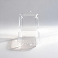 Boîte alimentaire carrée en PET, jetable, empilable, en matériaux recyclés, pour salades, sandwichs, gâteaux, hamburgers, vente à emporter et vente au détail