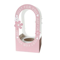 Boîte élégante et simple à motif floral avec longue poignée, emballage cadeau pour la Saint-Valentin, café/fleurs, boîte en papier blanc, vente en gros