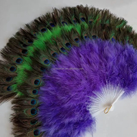 Éventails en plumes de marabout de dinde 100 % naturelles, éventails en plumes de paon, éventails à main pour spectacle de danse orientale, burlesque et spectacles sur scène