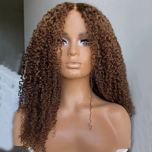 Perruques Afro Bouclées Kinky en <span class=keywords><strong>Cheveux</strong></span> Humains, Lace Frontale Transparente 13x4, Sans Colle, Pré-Pluckées, Brésiliennes Brunes pour Femmes Noires - Product Image 3