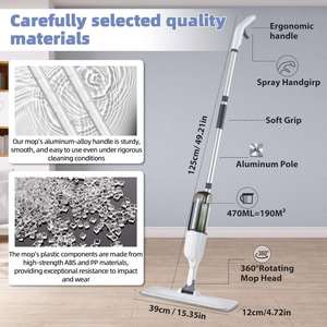 Mopa de Microfibra para Limpieza de Pisos, Mango Telescópico, Diseño Ecológico, Tanque de Agua de 370 ml, Alta Absorción, Ligera - Product Image 3