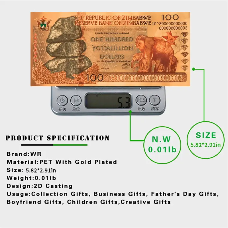 Tiền Giấy Zimbabwe Bán Chạy Tiền Giấy Vàng Tiền Giấy Ngân Hàng Hóa Đơn Tiền Giấy Sưu Tập Phi Tiền Tệ Để Làm Quà Lưu Niệm