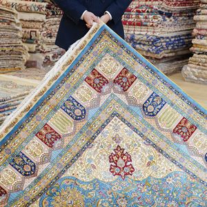 183x274cm Tapis aux États-Unis Nouveau tapis turc fait à la main fin <span class=keywords><strong>Nain</strong></span> Kashan Pile Hereke Tapis en soie - Product Image 5