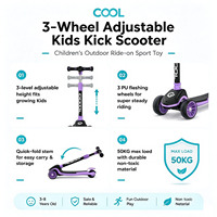 Trottinette pliable à 3 roues pour enfants, hauteur réglable sur 3 niveaux, légère avec roulements ABEC-7, pour enfants de 3 à 8 ans, jouet pour enfant