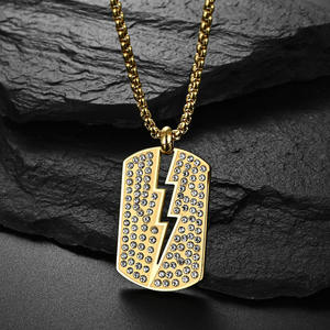 Collar con Colgante de Rayo Estilo Hip Hop 2026, Joyería de Acero Inoxidable Impermeable con Baño de Oro de 18K y Circonitas para Hombre y Mujer - Product Image 4