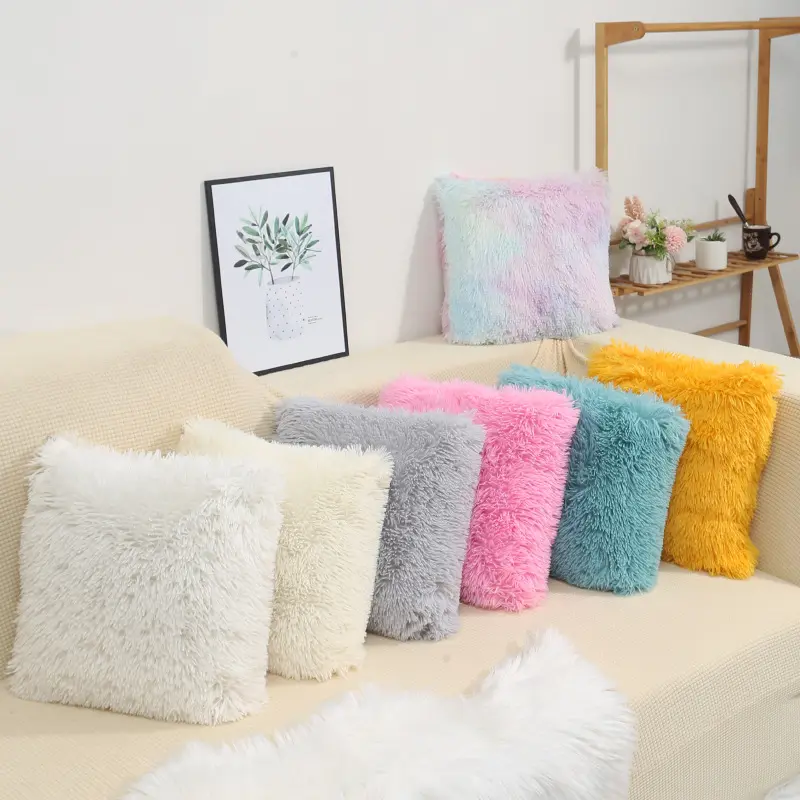 Hot Selling Faux Fur Throw Pillow Covers Decorative Soft Fluffy Plush Pillowcases Square Cushion Covers For Living Room Sofa