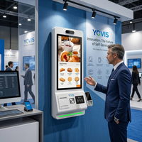 Kiosque de paiement en libre-service avec boîtier métallique intégré, terminal de commande à écran tactile, imprimante de caisse, scanner, restaurant