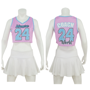 Ensemble d'uniformes de basket-ball pour jeunes OEM personnalisés, sublimation complète, maillots en maille de polyester pour hommes, chemises, shorts, uniformes de cheerleading pour filles - Product Image 4