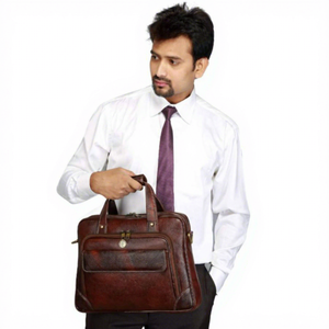 Bolso Bandolera Convertible para Portátil de Cuero Genuino Clásico B S International, Impermeable, Resistente a Impactos y Ecológico - Product Image 1