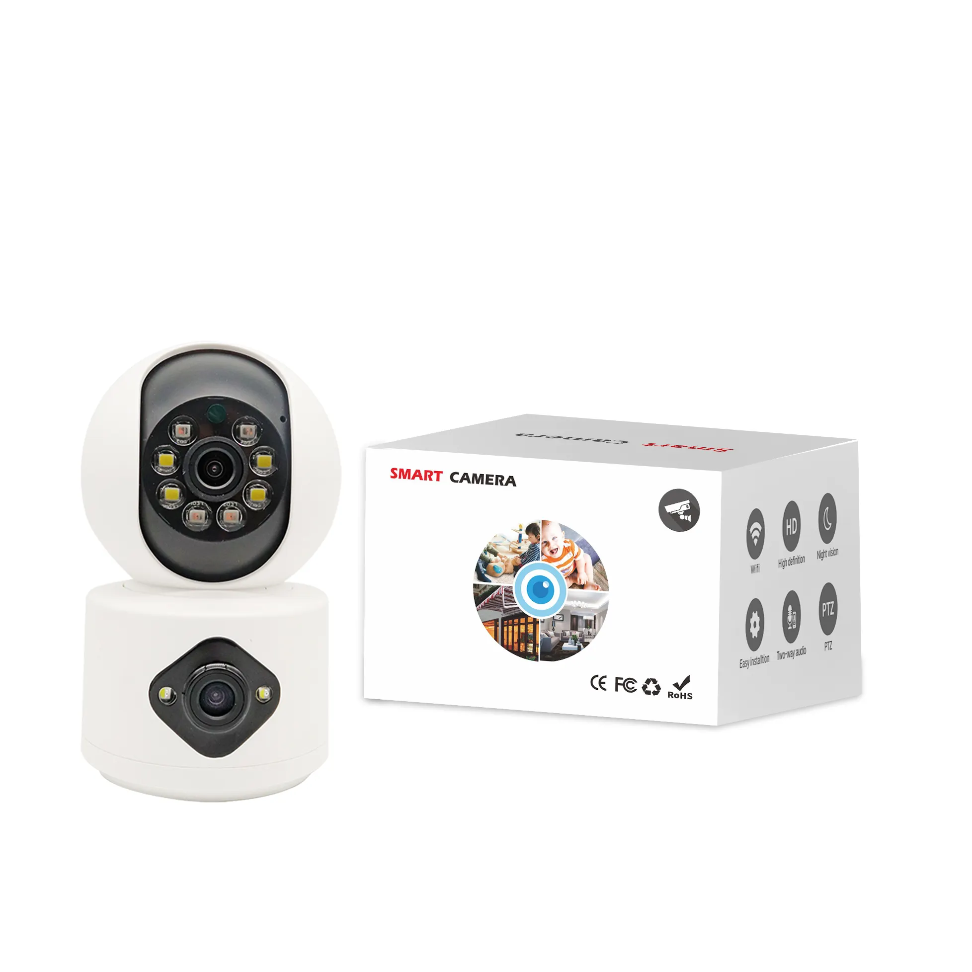 3MP * 2 Full HD двухобъективная PTZ камера O-KAM приложение домашняя умная жизнь дверная камера безопасности широкоугольная IP-камера 360 панорама