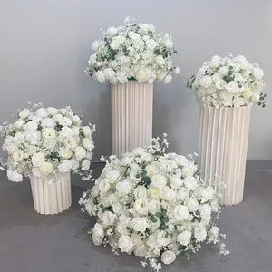 Centerpieces Restaurant Decoration Fake White Rose Flower Table Arrangement Orchid Silk Flowers Ball Wedding Centerpieces Table Decorations