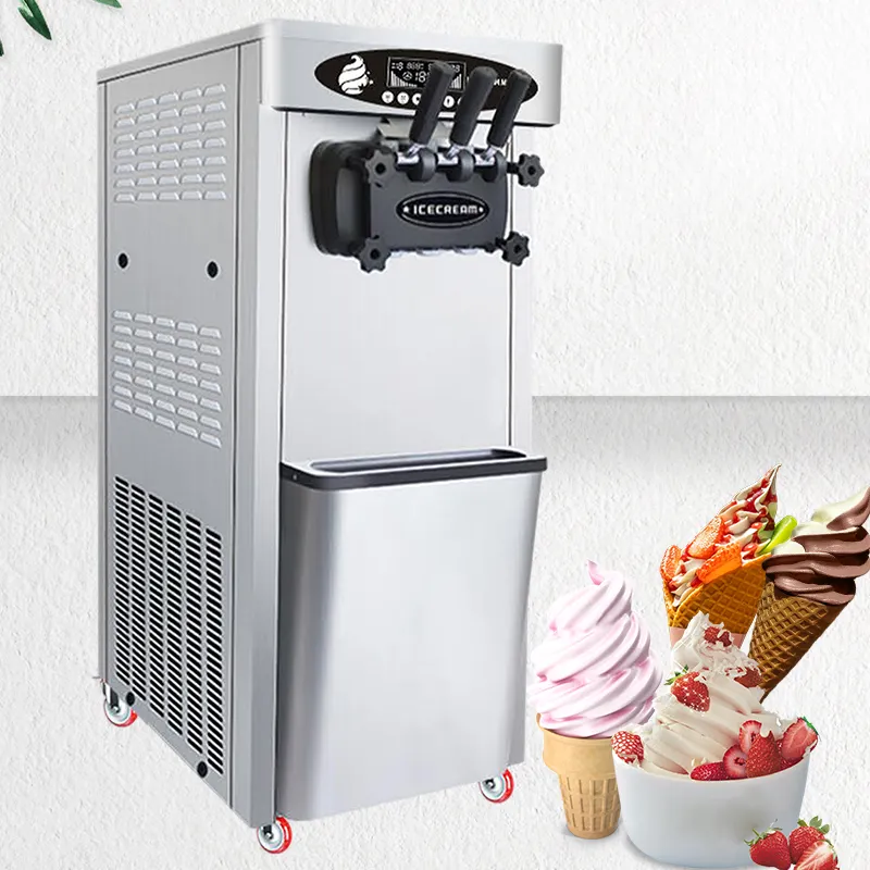 MUXUE 3 flavours vertical ice cream maker Commercial Cone Softy Ice cream Frozen Yogurt Soft Serve Making Machine 20L/H