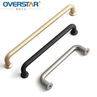 Poignées de meuble en aluminium extrudé robustes en forme de U, noir mat, poignées tubulaires à base ronde, quincaillerie de projet en gros
