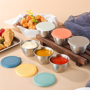 24 oz Salad Dressing container leakproof Silicone Nắp tái sử dụng thép không gỉ nước sốt cup tùy chỉnh Silicone màu sắc có sẵn - Product Image 1