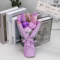 Bouquet de fleurs pour mariage, décoration de la maison, bouquet de roses artificielles en savon, cadeaux pour la Saint-Valentin 2025