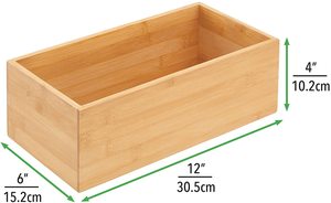 Organizador de madera de bambú, caja de almacenamiento para cocina, despensa y cajón, soporte para aperitivos, cajas de zumo, utensilios, <span class=keywords><strong>Te</strong></span> - Product Image 3