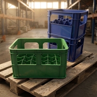 Caisse en plastique solide pour bouteilles de bière et de lait avec poignée, personnalisable et empilable