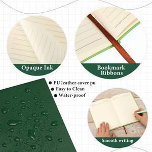 Custom <b>A5</b> PU Leather Hardcover 5.9 X 8.26 Inch Classic Green Thick Paper <b>Lined</b> Journal <b>Notebook</b> Gift Thread Sewing Bound - Product Image 4