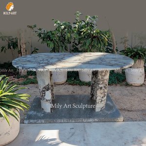 Bán nóng ngoài trời Vườn ăn đồ nội thất đá Granite Đặt đá cẩm thạch bảng hình bầu dục - Product Image 1