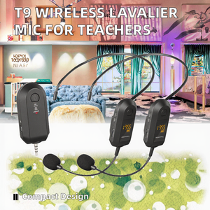 Bền T9 xách tay không dây Lavalier <span class=keywords><strong>Microphone</strong></span> Tai nghe cho giáo viên và nhà thờ sử dụng ngoài trời làm bằng kim loại & vật liệu nhựa - Product Image 3