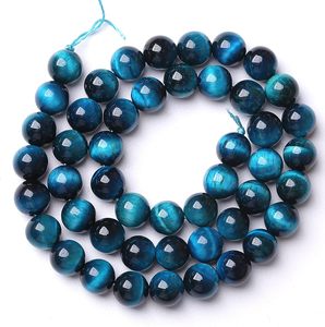 Natürliche 5A Blaue Tigerauge-Perlen Runde Lose Edelsteinperlen für DIY Armband Schmuckherstellung Großhandel Halbfertige Materialien - Product Image 4