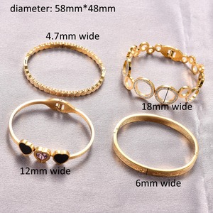 Bracelet manchette élégant en acier inoxydable ouvrable avec zircone en forme de cœur pour femme, accessoire de fabrication de bijoux en métal - Product Image 2