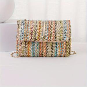 Sac à bandoulière pour femme, mode été 2025, imprimé arc-en-ciel, style japonais, fermeture à rabat, sac à bandoulière à rayures - Product Image 4