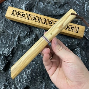 มีดพกคุณภาพสูงแบบยุทธวิธี พร้อมด้ามไม้ OEM ที่ปรับแต่งได้และปลอกมีดสำหรับใช้งาน EDC ใบมีดพลาสติกเกรด DIY - Product Image 2