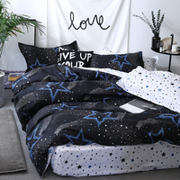 Parure de lit imprimée 3 ou 4 pièces en microfibre polyester pour lit Queen ou King, avec housse de couette et taies d'oreiller