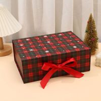 Scatola Regalo Pieghevole a Tema Natalizio, Contenitore per Regali Sorpresa in Cartone Resistente per le Festività