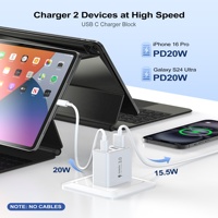 Chargeur mural USB-C HNT 4 ports 40W GaN à charge rapide avec prise US, certifié CE FCC pour iPhone