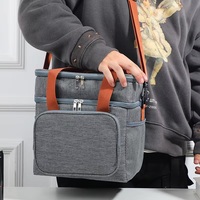 Grand sac isotherme portable Oxford pour le déjeuner, les pique-niques, le camping, la plage, sac isotherme avec bandoulière, porte-bière avec poignée