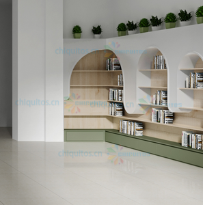 Estantería de madera elegante Chiquitos con solución de almacenamiento funcional de diseño de <span class=keywords><strong>onda</strong></span> única para bibliotecas espacios educativos hoteles - Product Image 2