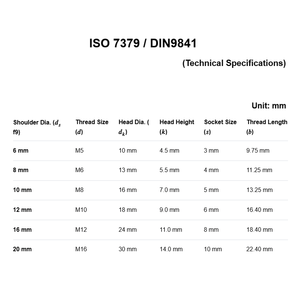 Tornillos de Hombro con Cabeza Hexagonal de Acero Inoxidable SUS304 SUS316 A2-70 A4-80 DIN 9841 ISO 7379 M5 M6 M8 <span class=keywords><strong>M10</strong></span> M12 - Product Image 2