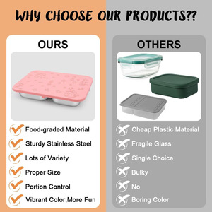 <b>Hot</b> Sale Multifunctional Stainless Steel Deluxe Bento <b>Box</b> Silicone Cover Leak-proof Metal <b>Food</b> Storage <b>Box</b> - Product Image 4