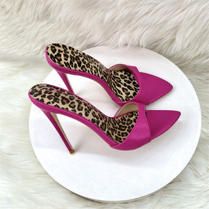 Chaussures pour femmes à talons hauts de 12 cm, bout pointu, pour soirée, rendez-vous galant, mode sexy, sandales de 10 cm, grandes tailles 46, mules - Product Image 2