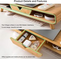 Support de moniteur en bambou 2 niveaux Riser Fournitures de bureau Accessoires de rangement de bureau Bureau Bureau et ordinateur portable
