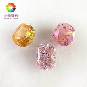 高品质辐射切割钻石粉红立方氧化锆松散宝石